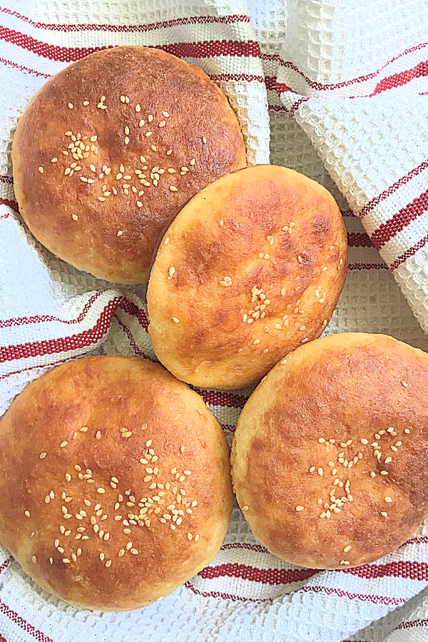 4 Keto Burger Buns on a kitchen towel 