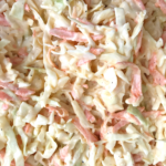 close shot of low carb coleslaw