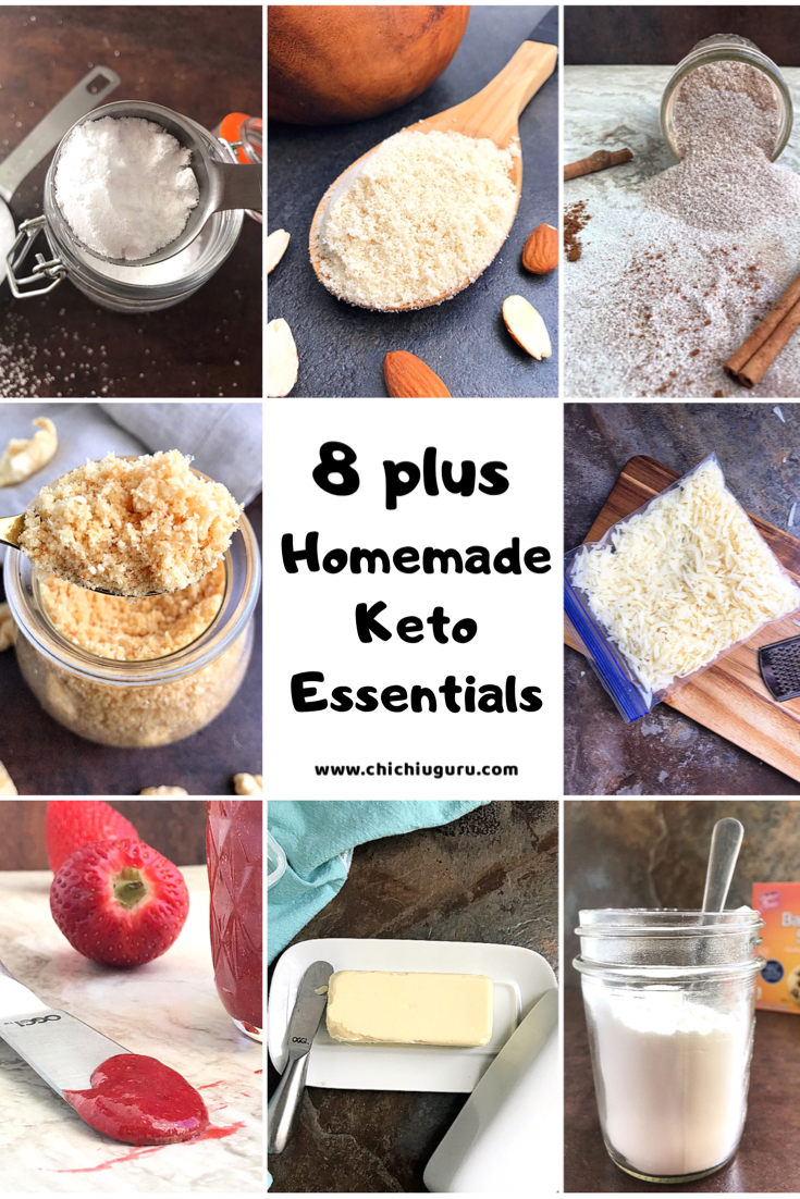 a collage of keto pantry staples