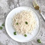shirataki rice in a white plate
