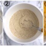 collage showing almond flour mixed with other ingredients