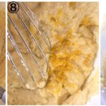 collage showing steps to making keto blueberry bread