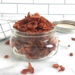 homemade crumbled bacon in a jar